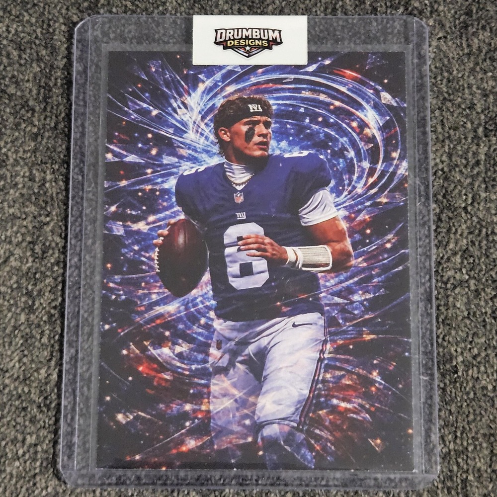 Jaxson Dart CUSTOM Fan-Art Made Football Card New York Giants